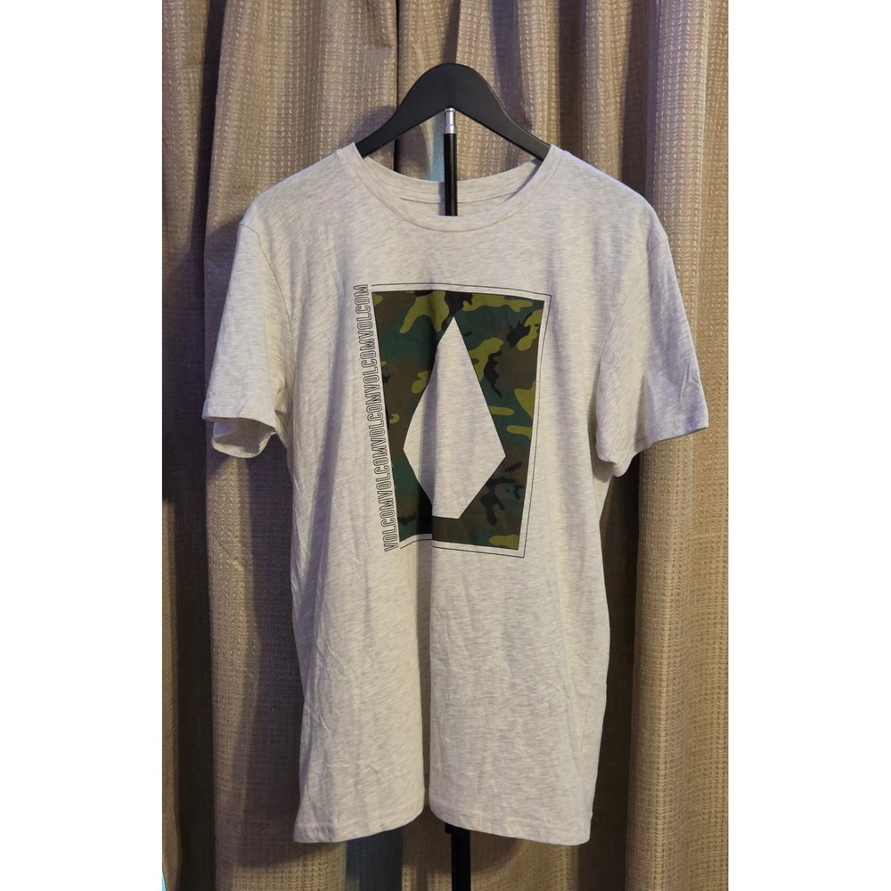 Volcom Short‎ Sleeve Camouflage Filled Stone Logo T-Shirt Men's Size Medium